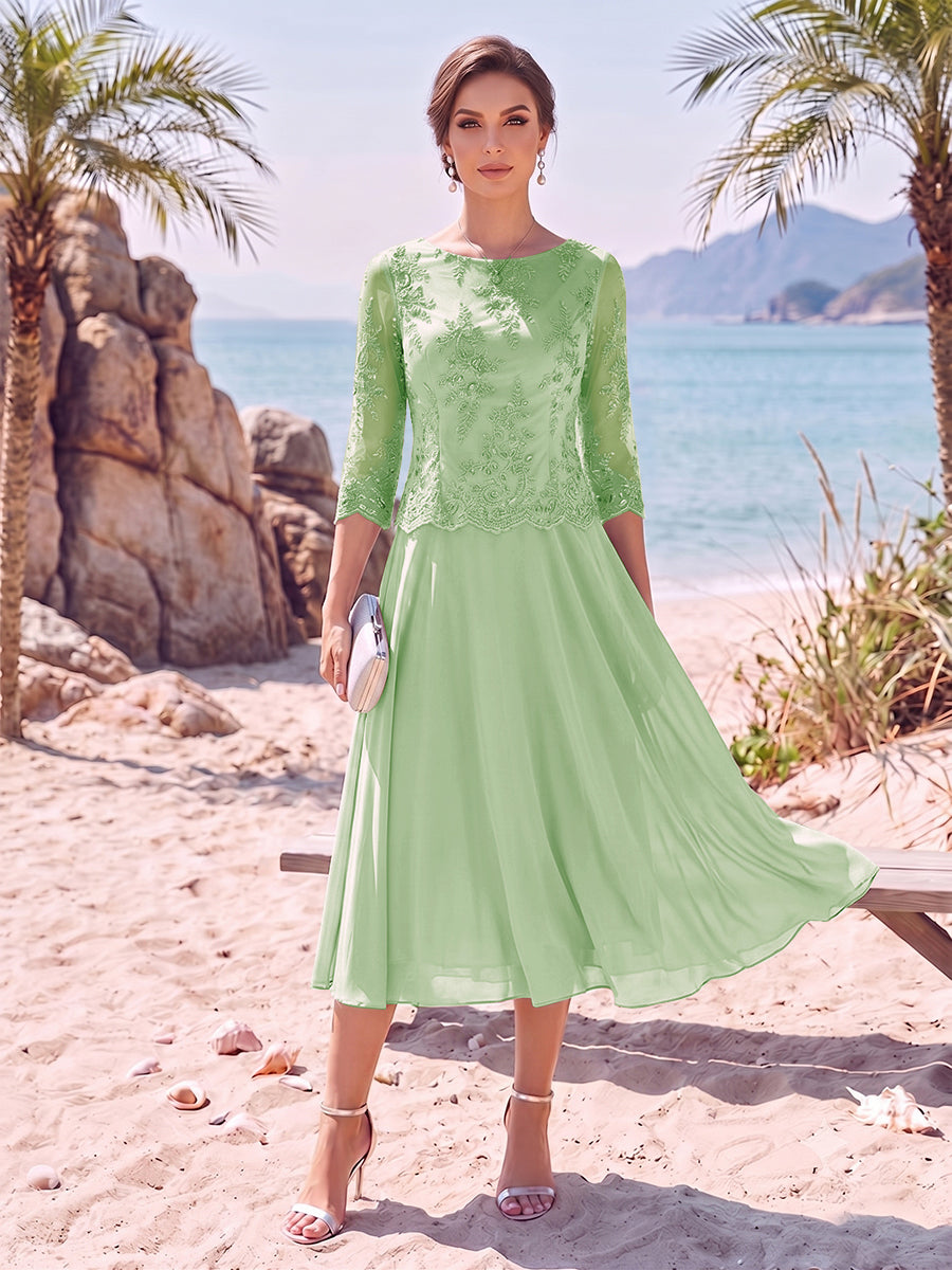 Noeline Iris Sage Green front view mother of the bride dress