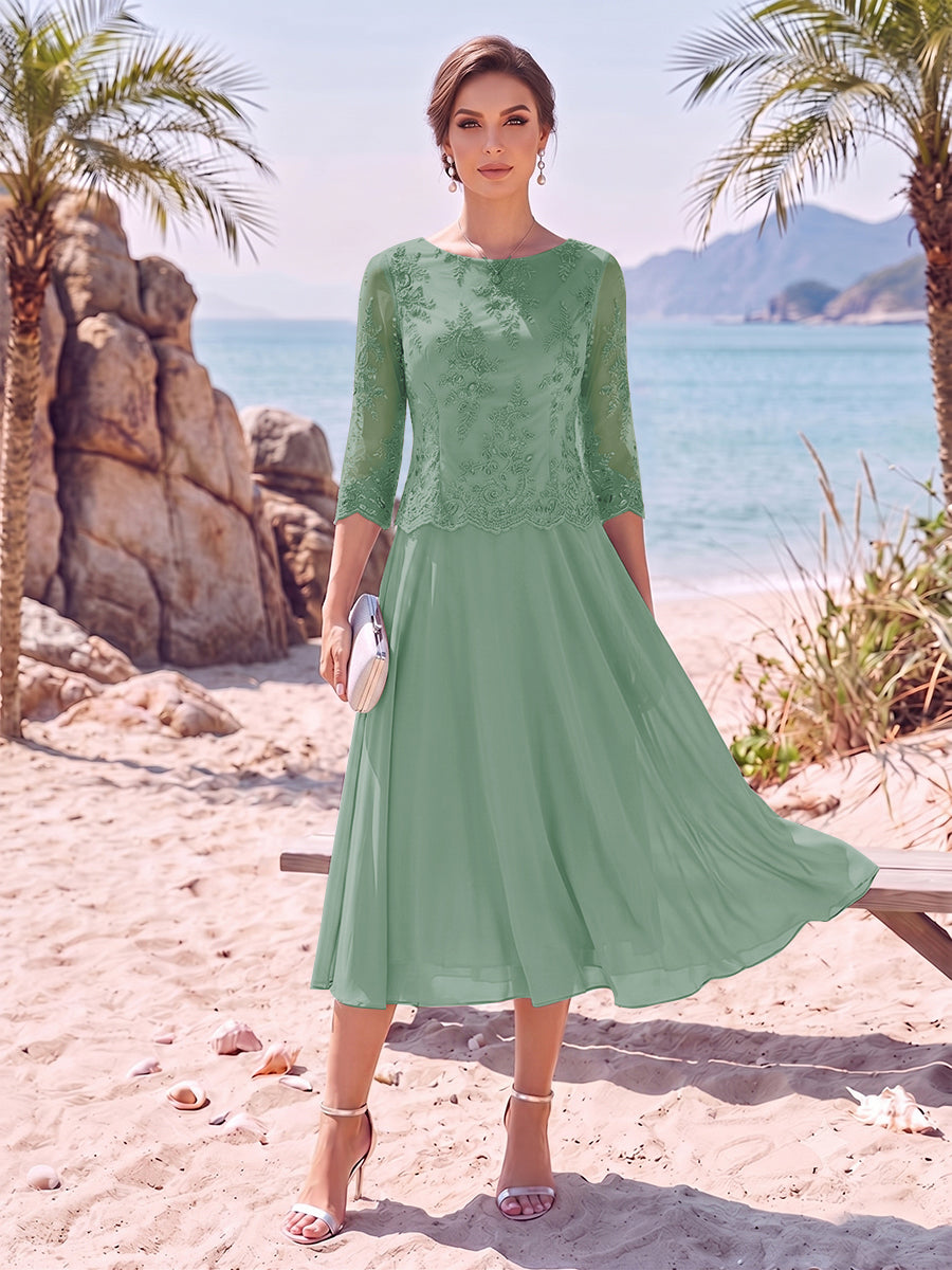 Noeline Iris Eucalyptus front view mother of the bride dress