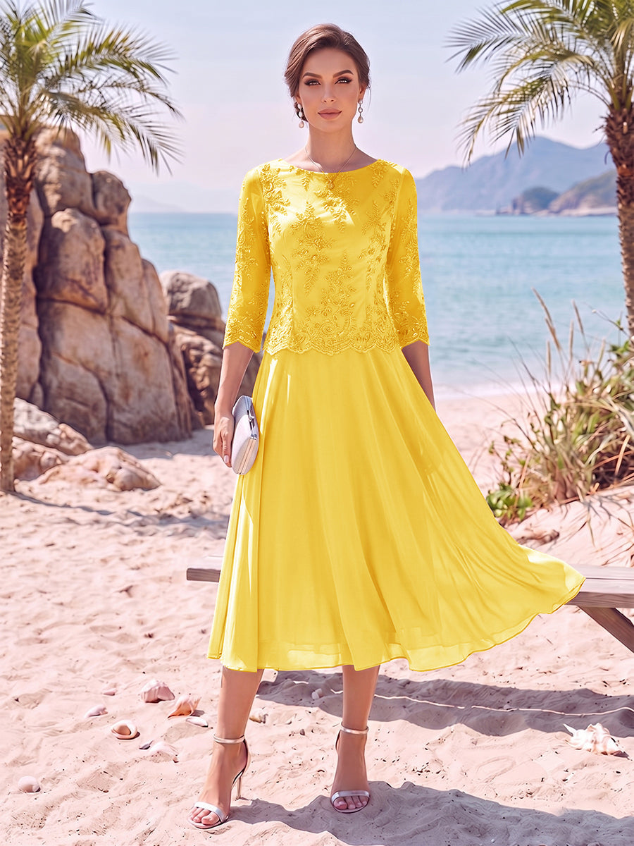 Noeline Iris Gold front view mother of the bride dress