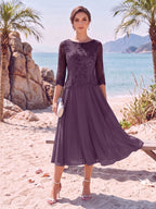 Evelina grape front view mother of the bride dress