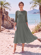 Evelina grey front view mother of the bride dress