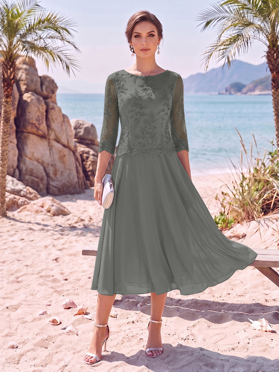 Noeline Iris Grey front view mother of the bride dress