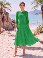 Evelina forest green front view mother of the bride dress