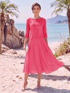 Evelina hot pink alternate front view 2 mother of the bride dress