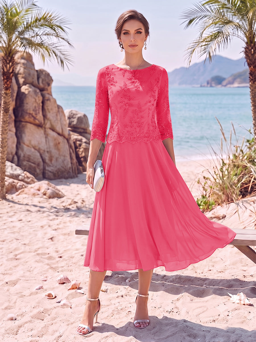 Evelina hot pink alternate front view 2 mother of the bride dress