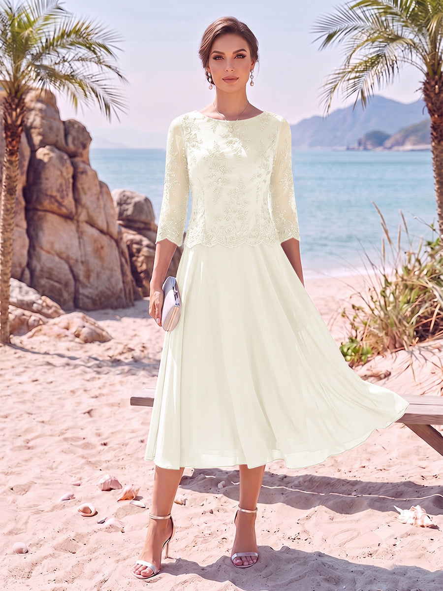 Evelina ivory front view mother of the bride dress