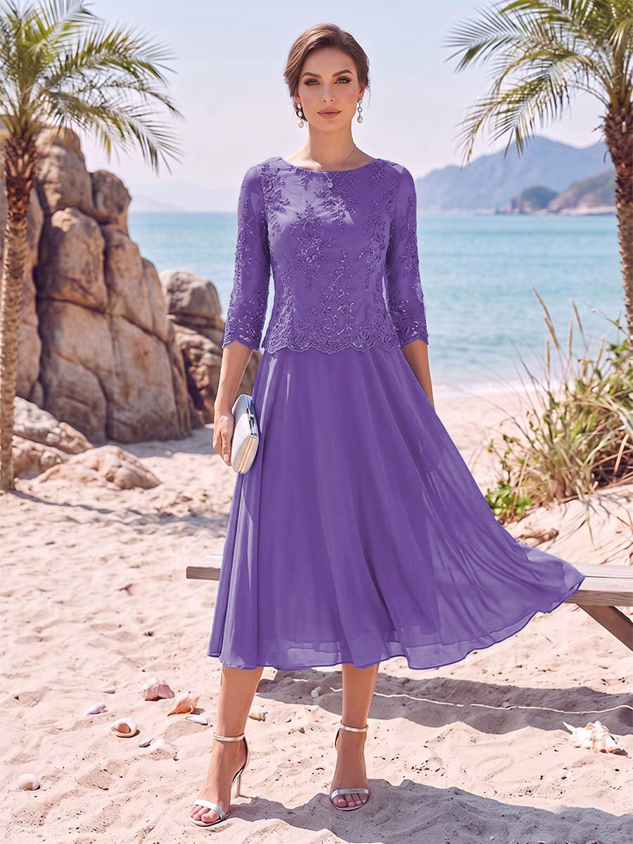 Noeline Iris Lilac front view mother of the bride dress