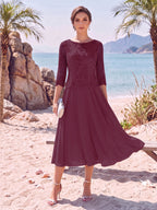 Noeline Iris Burgundy side view mother of the bride dress