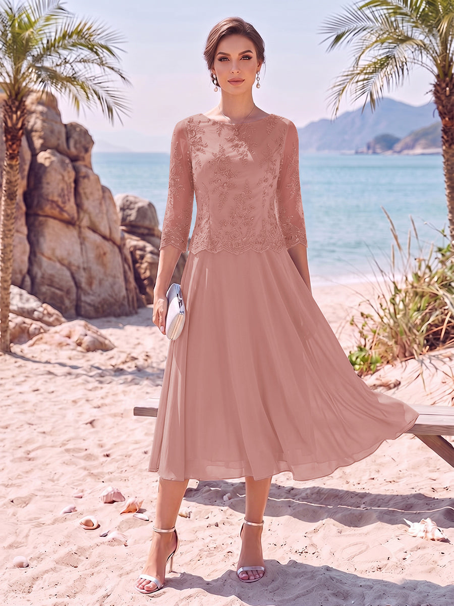 Evelina mauve front view mother of the bride dress