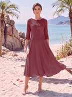 Evelina plum front view mother of the bride dress