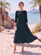 Noeline Iris Navy Blue front view mother of the bride dress