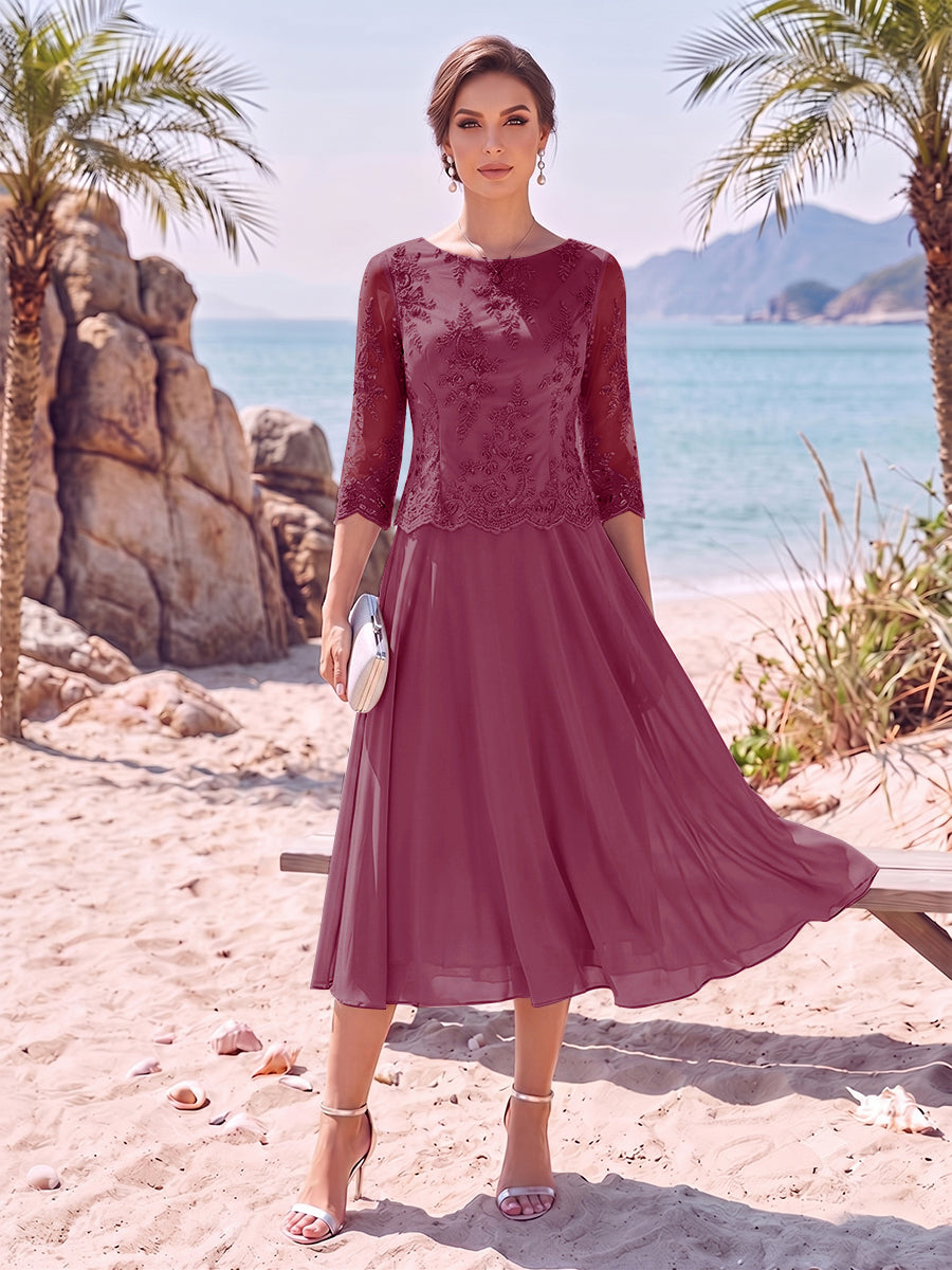Noeline Iris Orchid front view mother of the bride dress