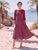 Noeline Iris Orchid front view mother of the bride dress