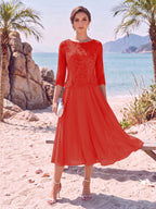 Evelina red front view mother of the bride dress