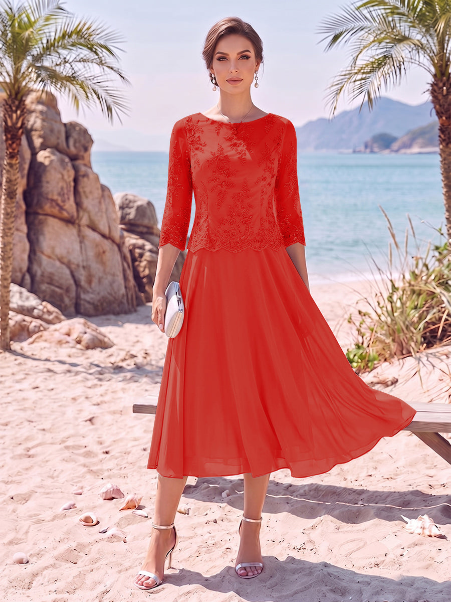 Noeline Iris Red front view mother of the bride dress