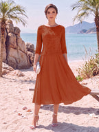 Noeline Iris Rust front view mother of the bride dress