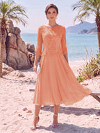 Noeline Iris Coral back view mother of the bride dress
