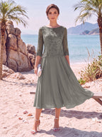 Evelina steel grey front view mother of the bride dress