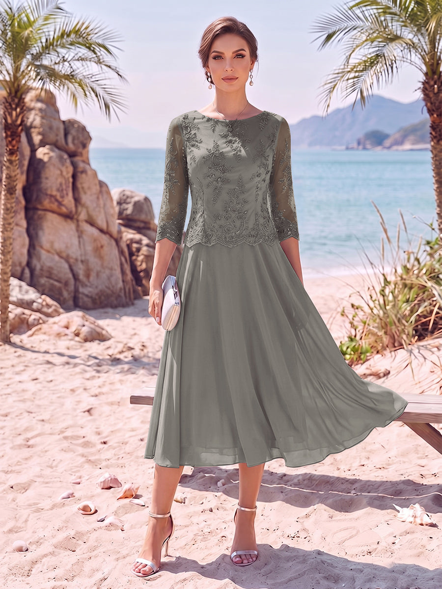 Noeline Iris Steel Grey front view mother of the bride dress
