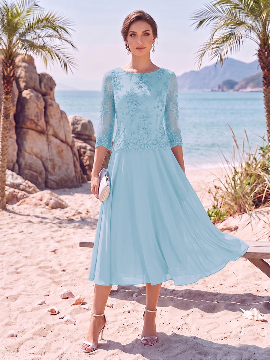 Noeline Iris Sky Blue side view mother of the bride dress