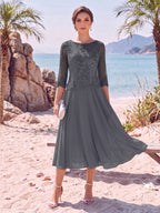 Evelina dusty blue alternate front view 2 mother of the bride dress