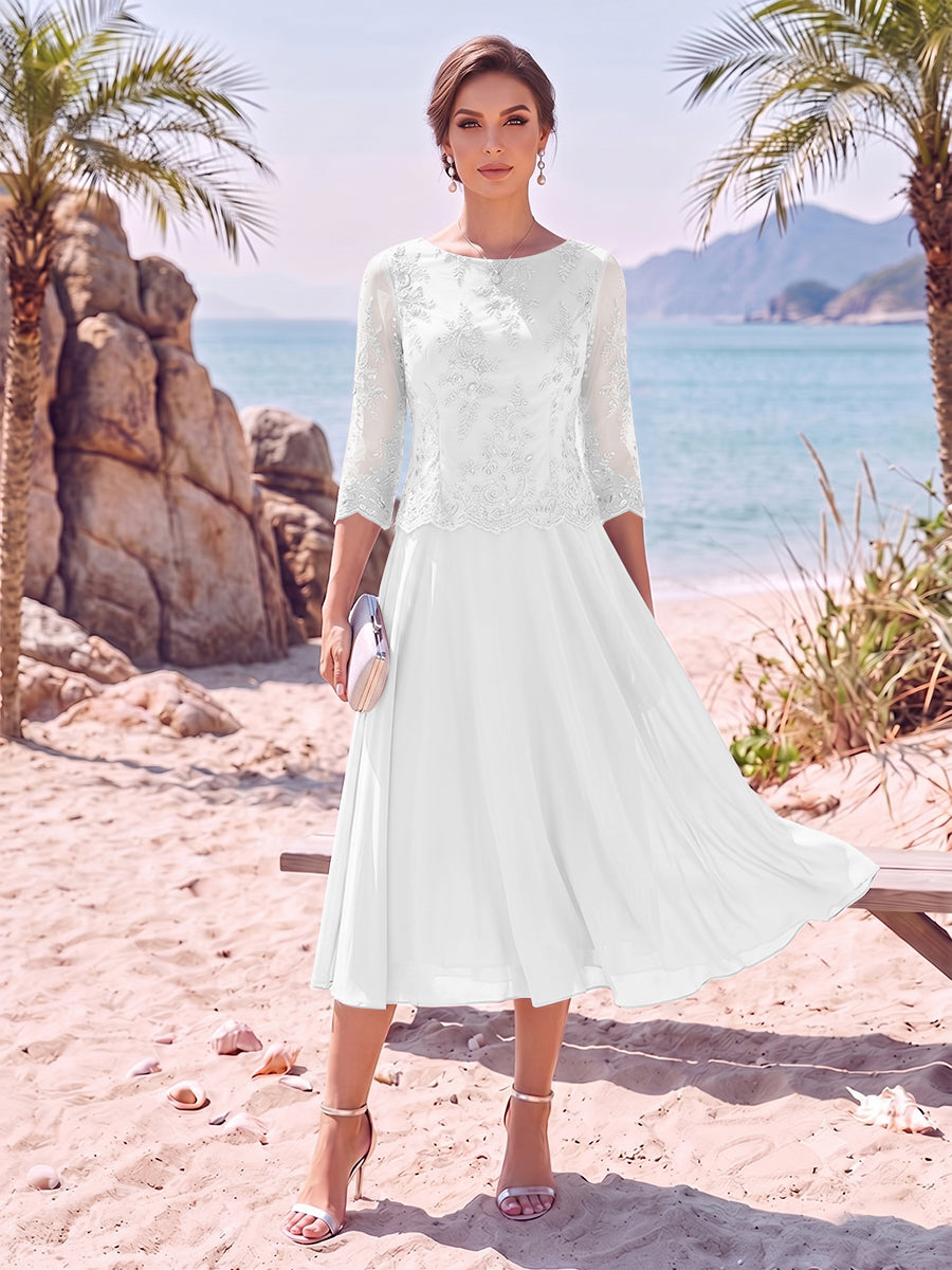 Noeline Iris White front view mother of the bride dress