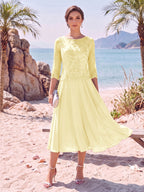 Evelina yellow front view mother of the bride dress