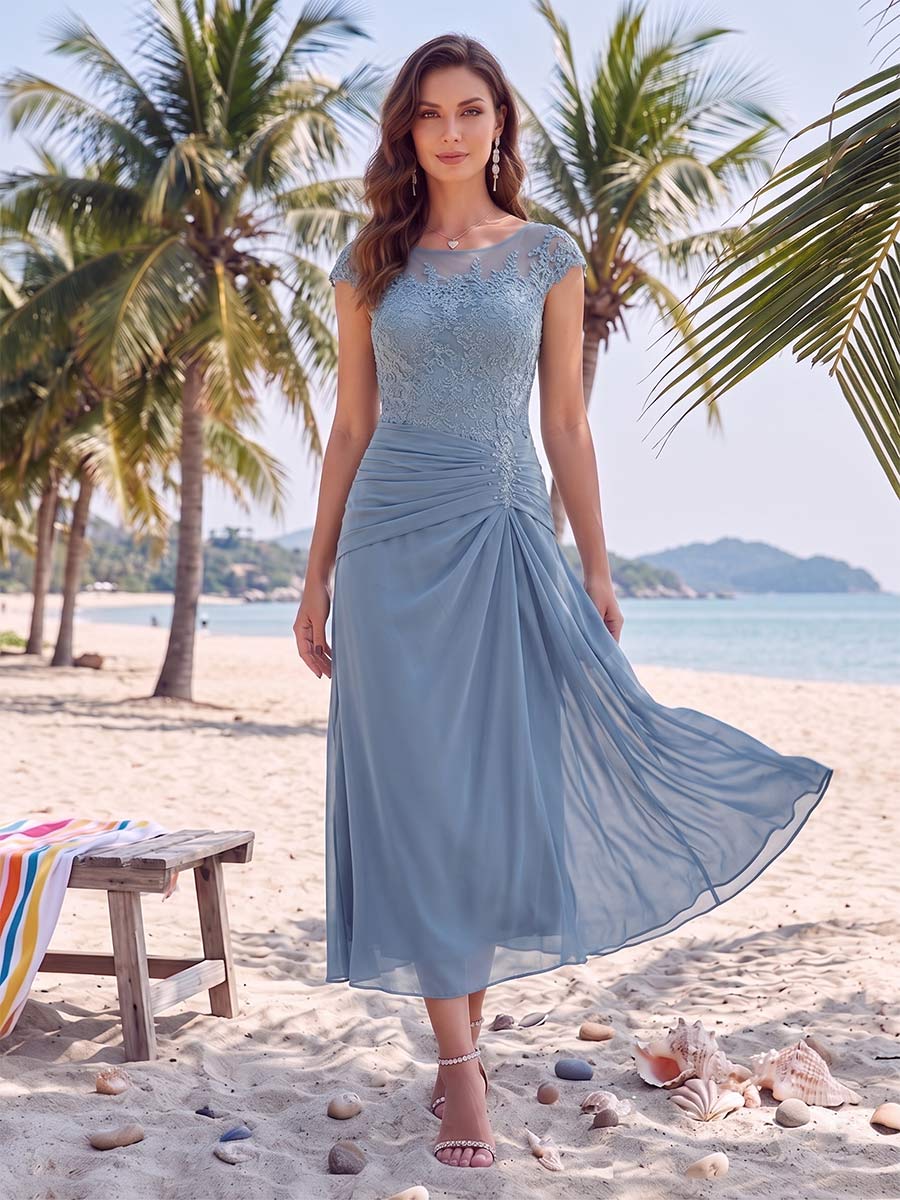 Lavinia Jade Cornflower Blue front view mother of the bride dress