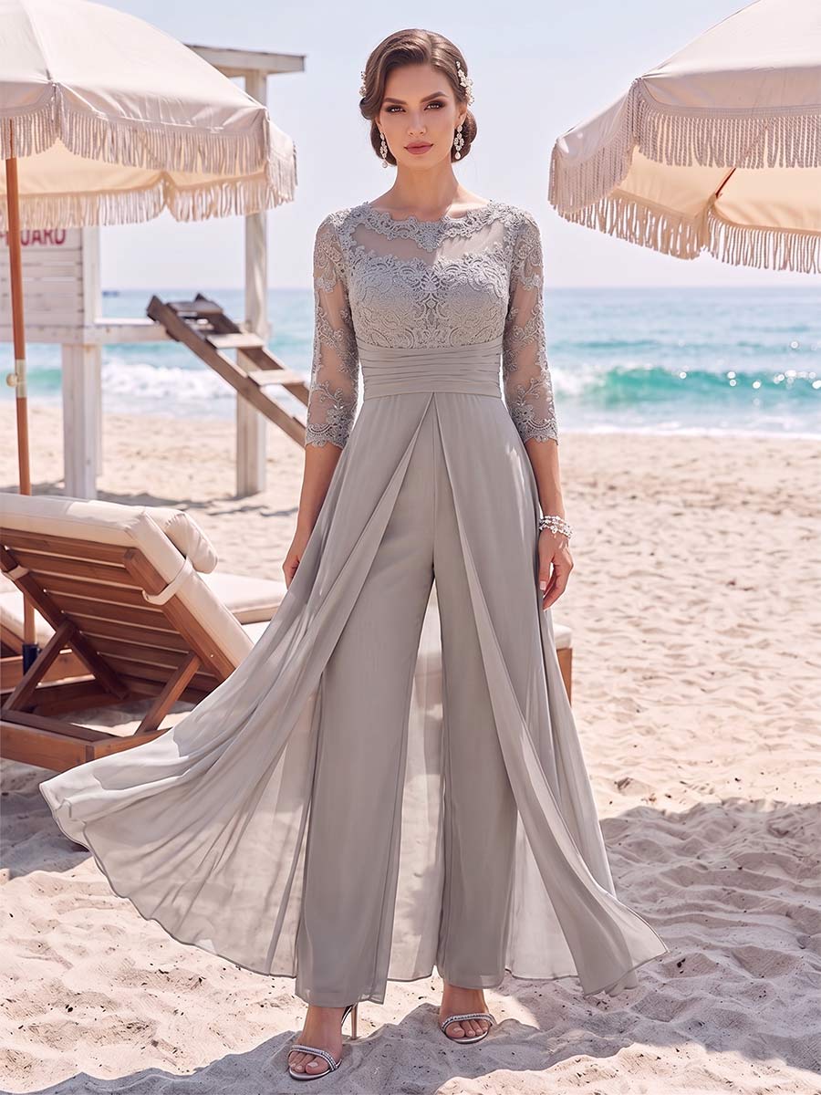 Amelie beige front view mother of the bride outfit