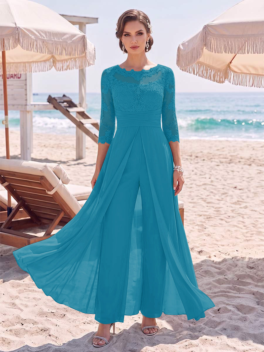Amelie pool blue front view mother of the bride outfit