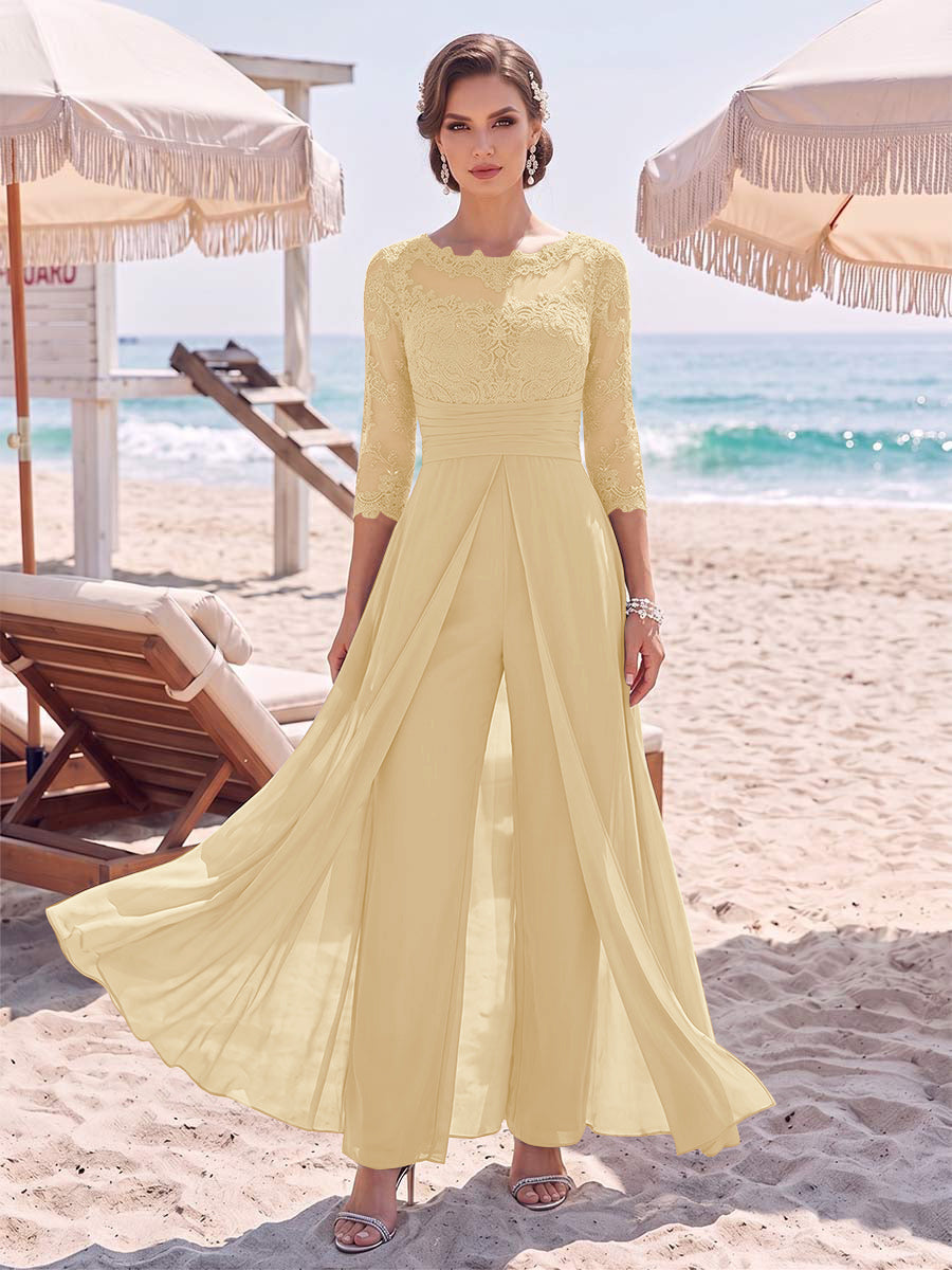 Amelie champagne front view mother of the bride outfit