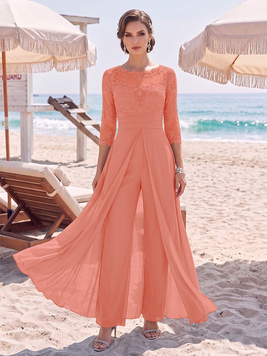 Amelie coral front view mother of the bride outfit