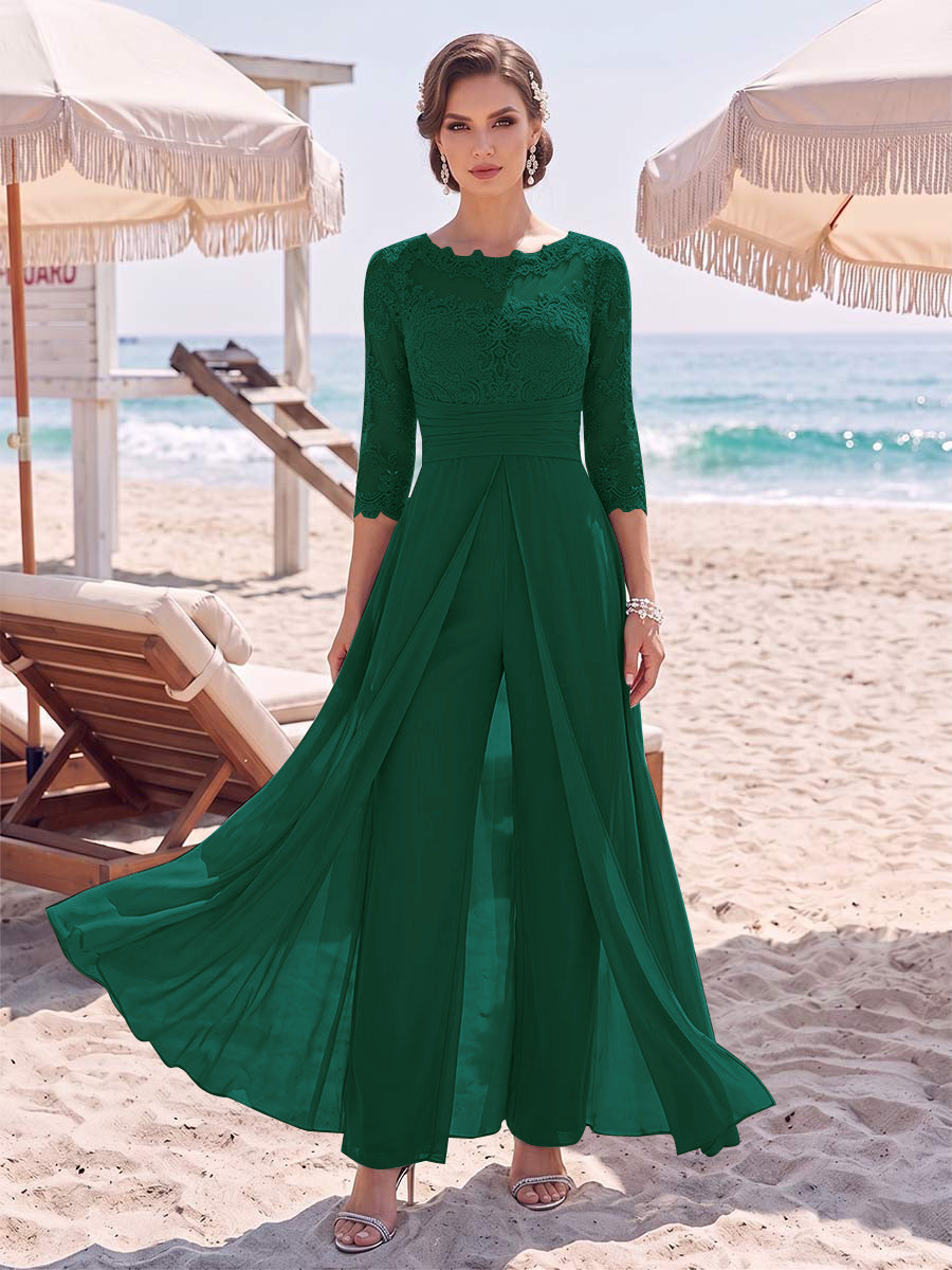 Amelie hunter green front view mother of the bride outfit