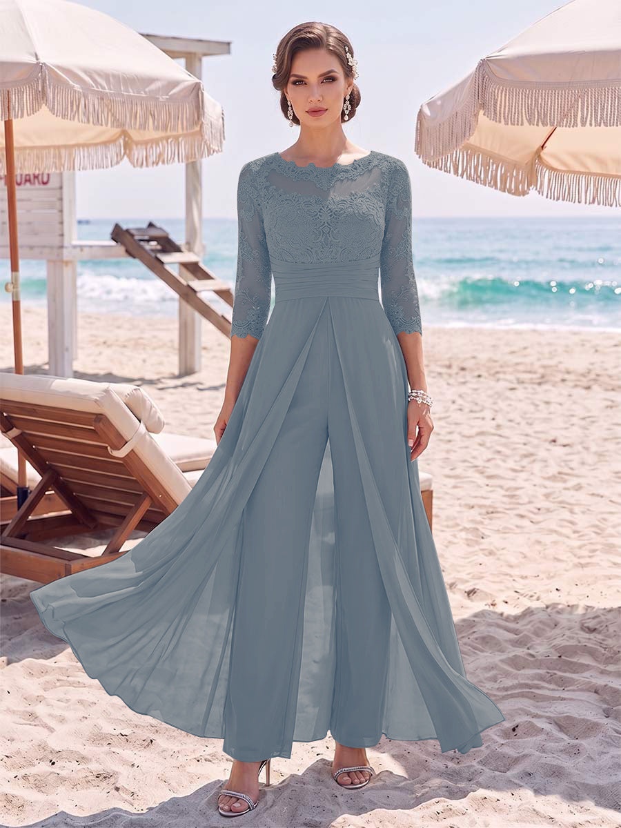 Amelie dusty blue alternate front view 2 mother of the bride outfit