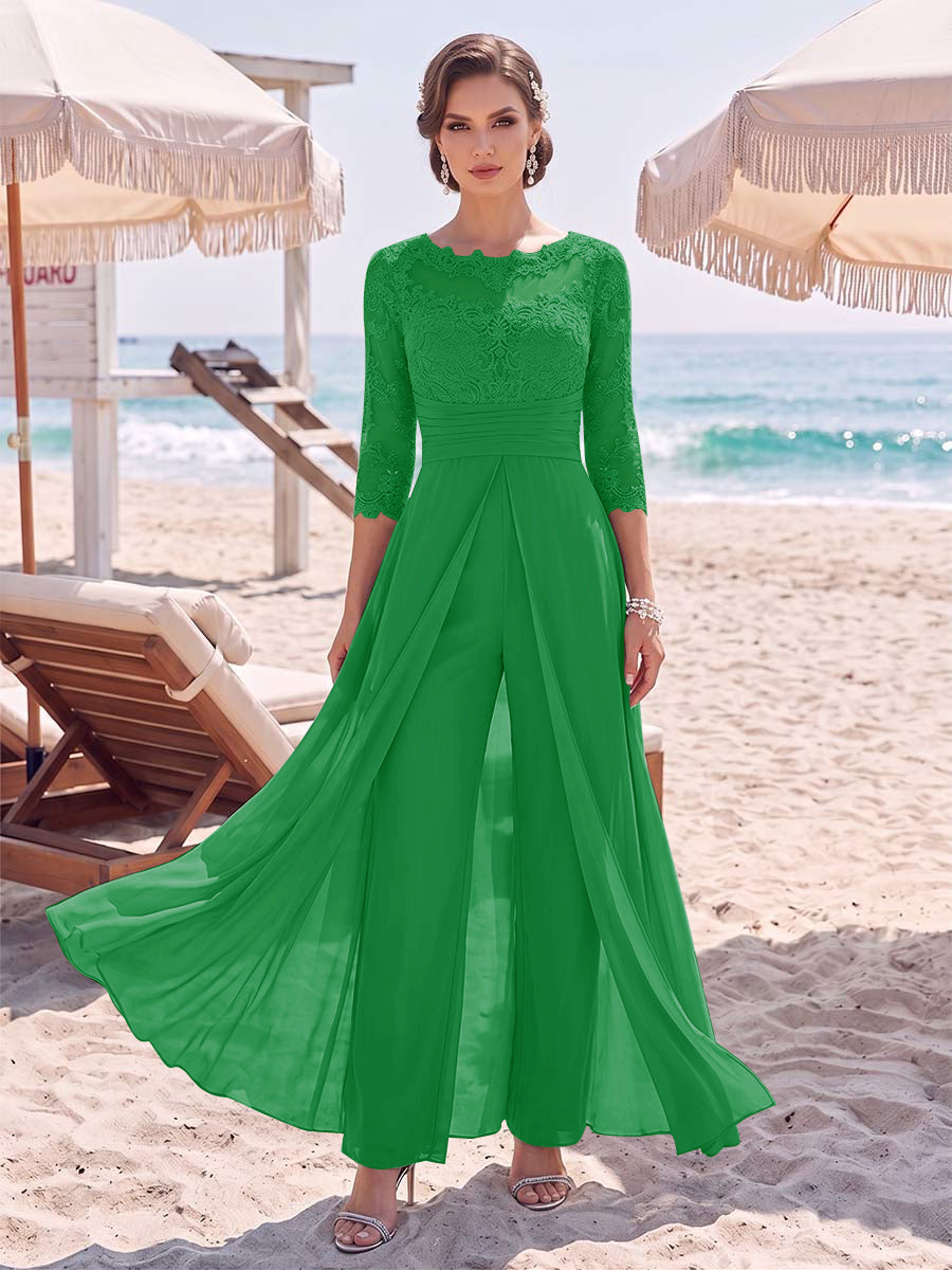 Amelie forest green front view mother of the bride outfit