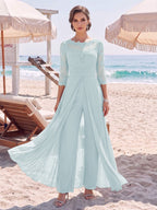 Amelie sky blue front view mother of the bride outfit