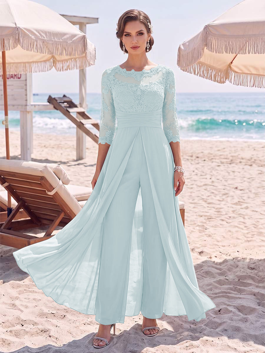 Amelie sky blue front view mother of the bride outfit