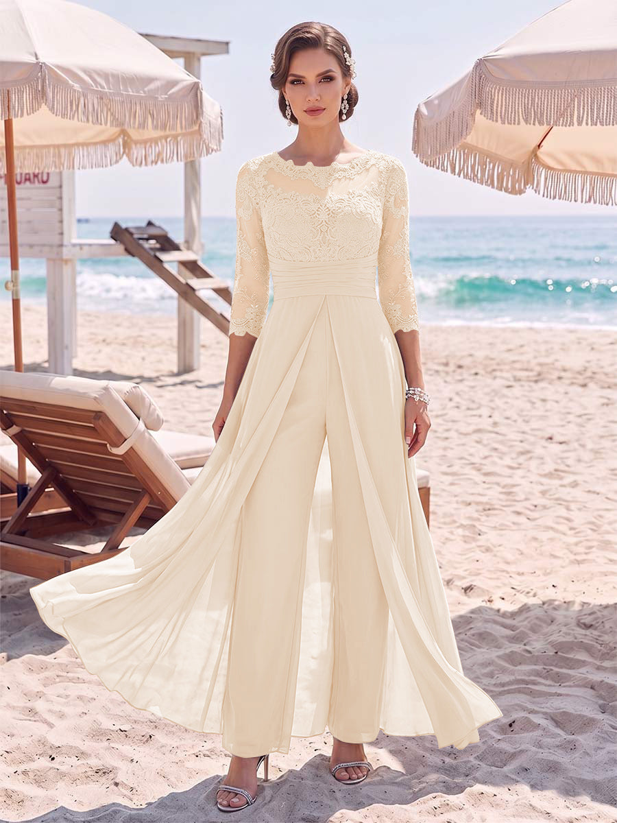Amelie champagne alternate front view 2 mother of the bride outfit