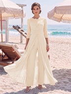 Amelie champagne alternate front view 2 mother of the bride outfit