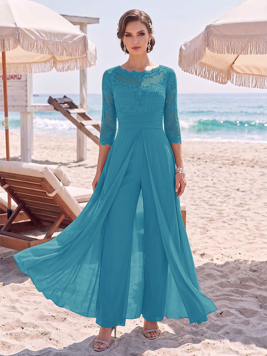 Amelie ocean blue front view mother of the bride outfit