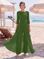 Amelie olive green front view mother of the bride outfit