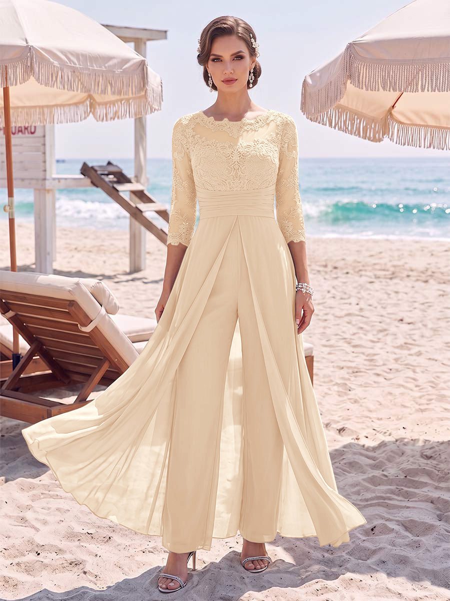 Amelie peach front view mother of the bride outfit