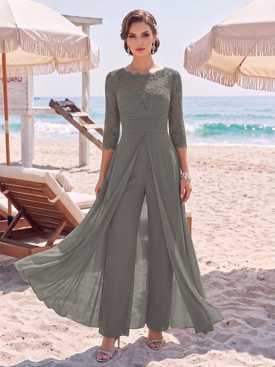 Amelie steel grey front view mother of the bride outfit