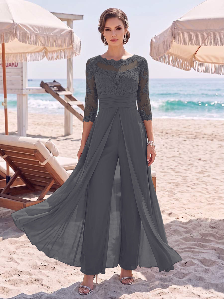 Amelie dusty blue front view mother of the bride outfit