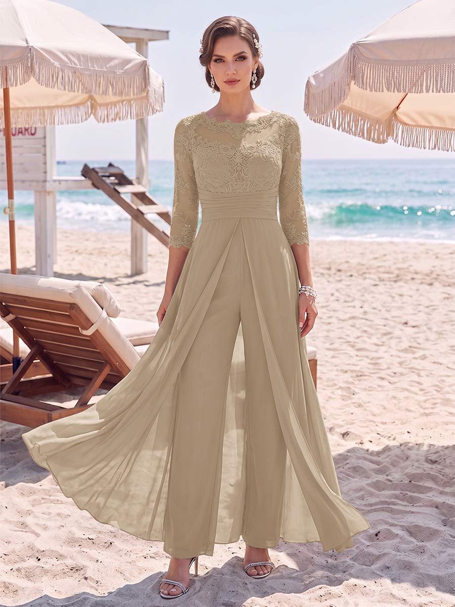 Amelie taupe front view mother of the bride outfit