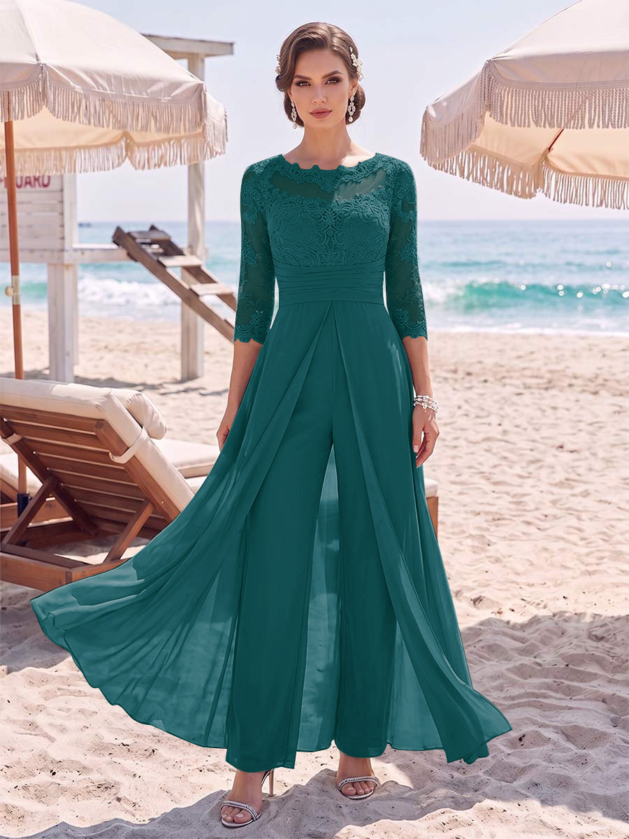 Amelie teal front view mother of the bride outfit