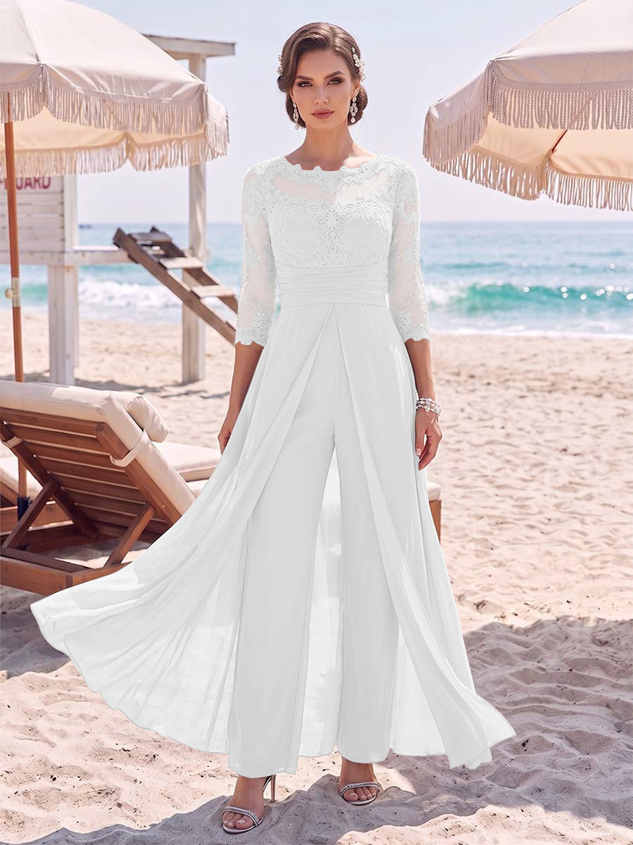 Amelie white front view mother of the bride outfit