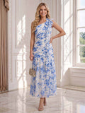 Vienna Elise Royal Blue front view wedding guest dress