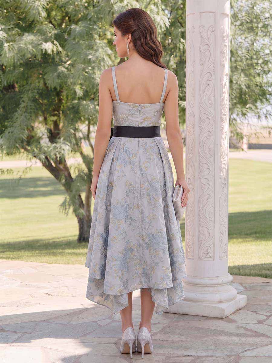 Winifred Ivy Dusty Blue back view wedding guest dress