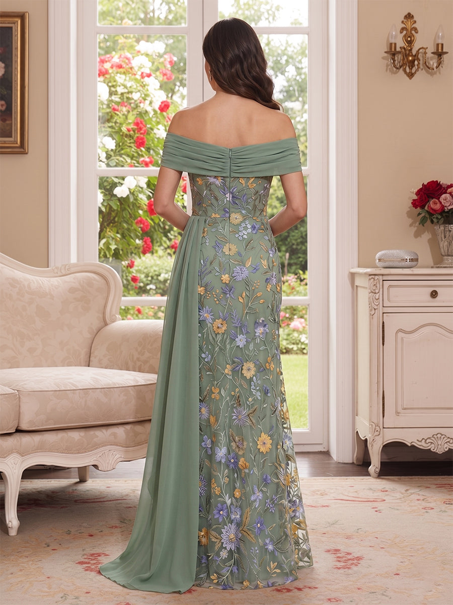 Persephone Mae Sage Green back view mother of the bride dress